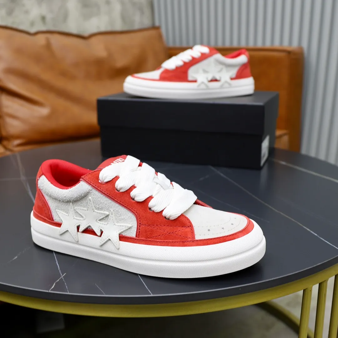 Men's men's shoes 💰540💰🔥🔥🔥 Couple style Amiri2024 new sports and casual shoes, casual, fashionable and versatile flat-soled moral training shoes. Classic color combination + perfect shoe shape, Amiri’s classic Logo star makes you and I fall in love. Imported cow suede leather makes the shoes more high-end. Recommended by major celebrities, bloggers and internet celebrities.   Color: black, off-white, blue, pink, red. Size: Women’s 35-40 (41 is custom-made and non-returnable) Men’s 38-44 (45 and 46 are custom-made and non-refundable)